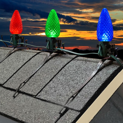 Easy Roof Top Ridge Line Mounting Clips for C6, C7, C9, Rope Lights & More - 25 Pack