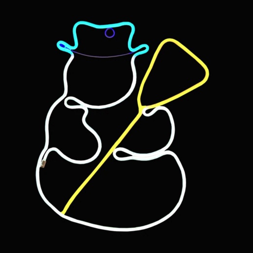 Led Neon Rope Light Snowman With Broom Motif - 20 Inch Lighted Silhouette