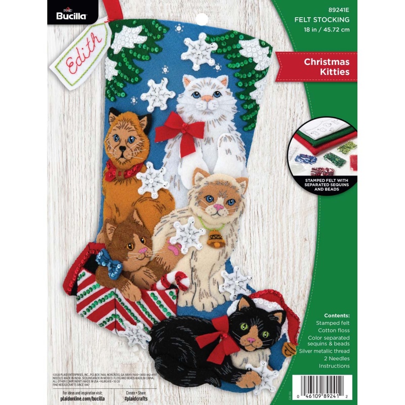 Bucilla ® Seasonal - Felt - Stocking Kits - Christmas Kitties - 89241e