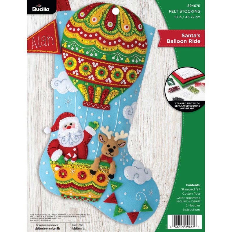 Bucilla ® Seasonal - Felt - Stocking Kits - Santa's Balloon Ride - 89467e
