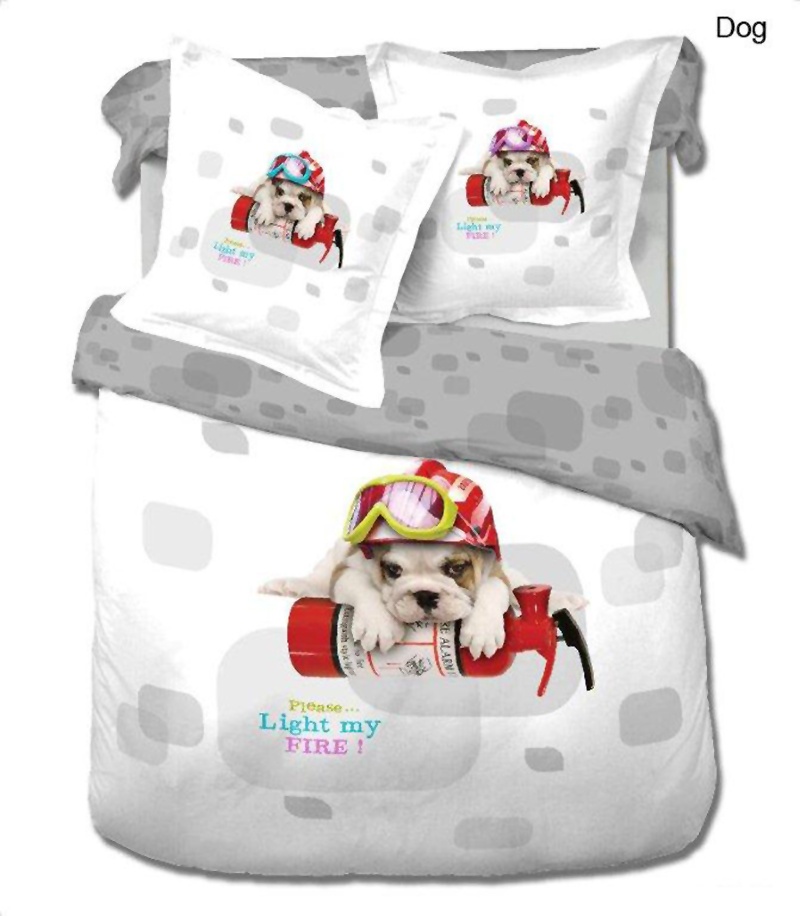 Dog, Twin Size 4 Pieces Duvet Cover Set Bedding 100% Cotton