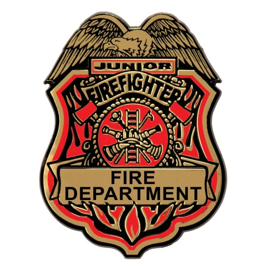 Junior Firefighter Plastic Badge W/Clip
