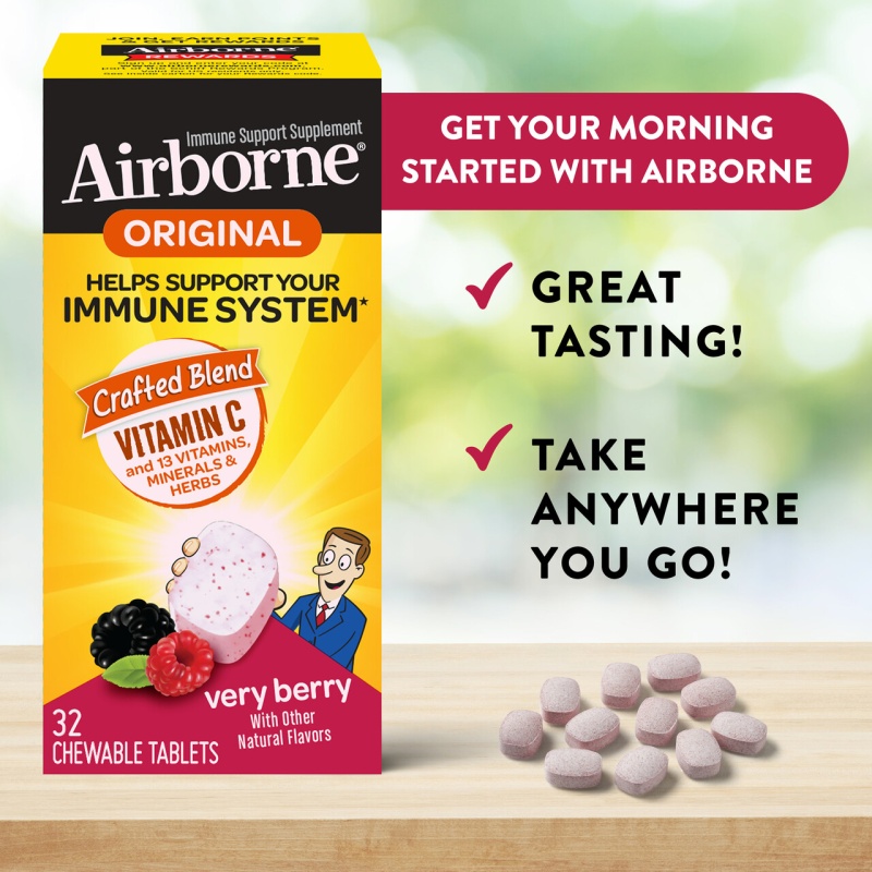 Airborne Chewable Tablets With Vitamin C Berry (1X32 Tablets)