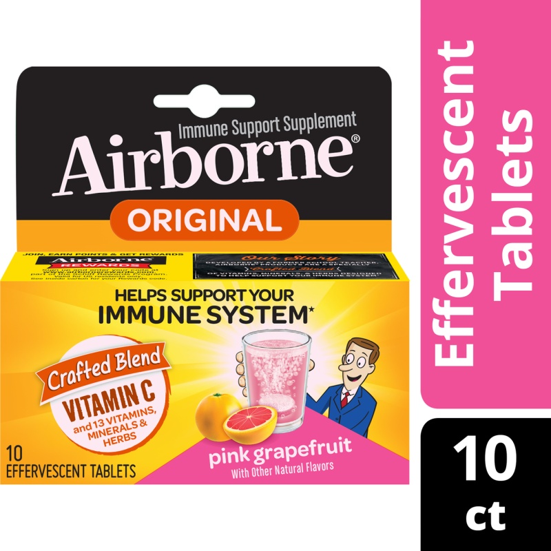 Airborne Effervescent Tablets With Vitamin C Pink Grapefruit (1X10 Tablets)
