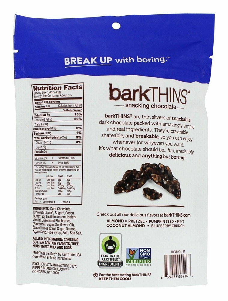 Bark Thins Dark Chocolate, Blueberry Quinoa (12X4.7 Oz)