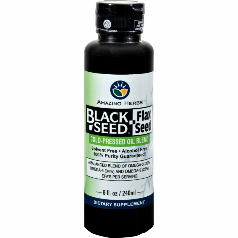 Amazing Herbs Black Seed Oil Blend Flax Seed Oil (1X8 Oz)