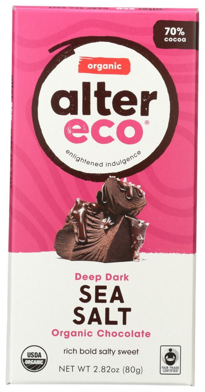 Alter Eco Deep Dark Sea Salt Organic Chocolate (12X2.82 Oz)