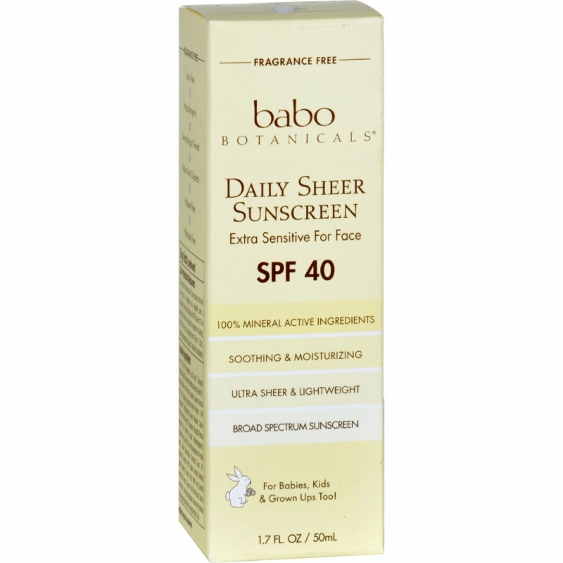 Babo Botanicals Sunscreen Daily Sheer Spf 40 1.7 Oz