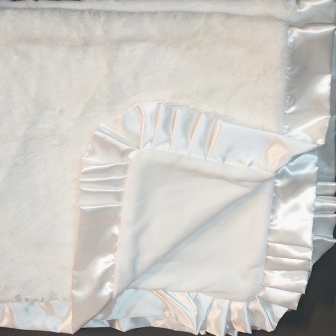 White Satin Trimmed Baby Blanket