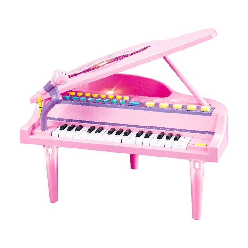32 Keys Little Pink Piano For Girls With Microphone Electronic Organ Music Keyboard For Kids, Pink