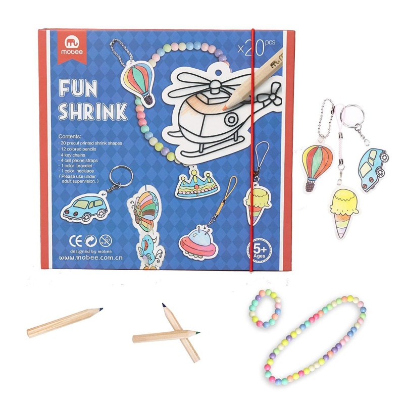 Fun Shrink Art 20 Pieces Precut Shrinky Paper Paint With 12 Color Pencils For Kids & Adults