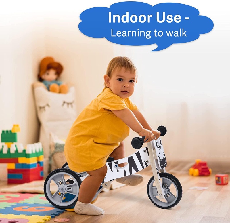 Kid 3 Wheels Wooden Police Running Balance Bicycle Toddler Toys Rides No-Pedal