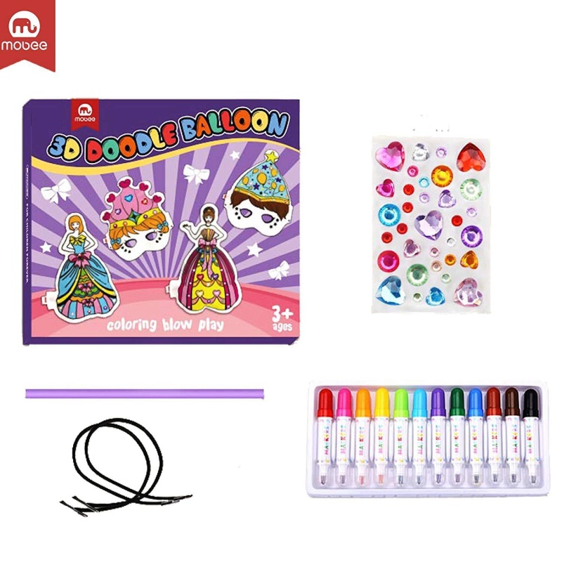 (Out Of Stock) Child Drawing Play Set With Kids Girls Masks And Princess Balloons