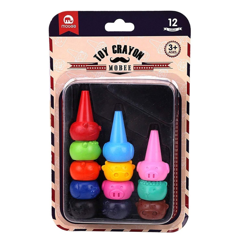 (Out Of Stock) 12 Colors Finger Paint Crayons Toddlers Palm Grip Crayon Non Toxic Stackable Washable