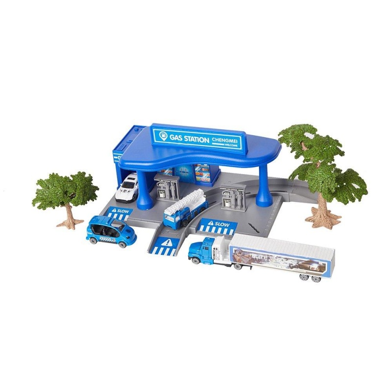 Educational Children's Gasoline Station Playset With Cars For Kids 3 And Up