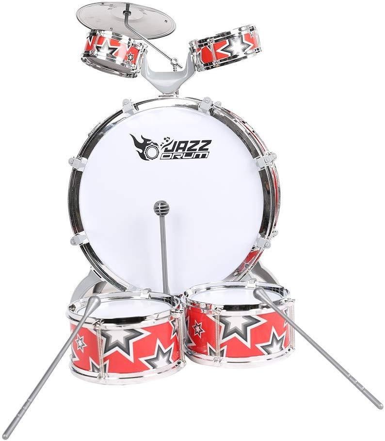 Kid's Jazz Musical Instrument Drum Play Set With 5 Drums And 1 Chair