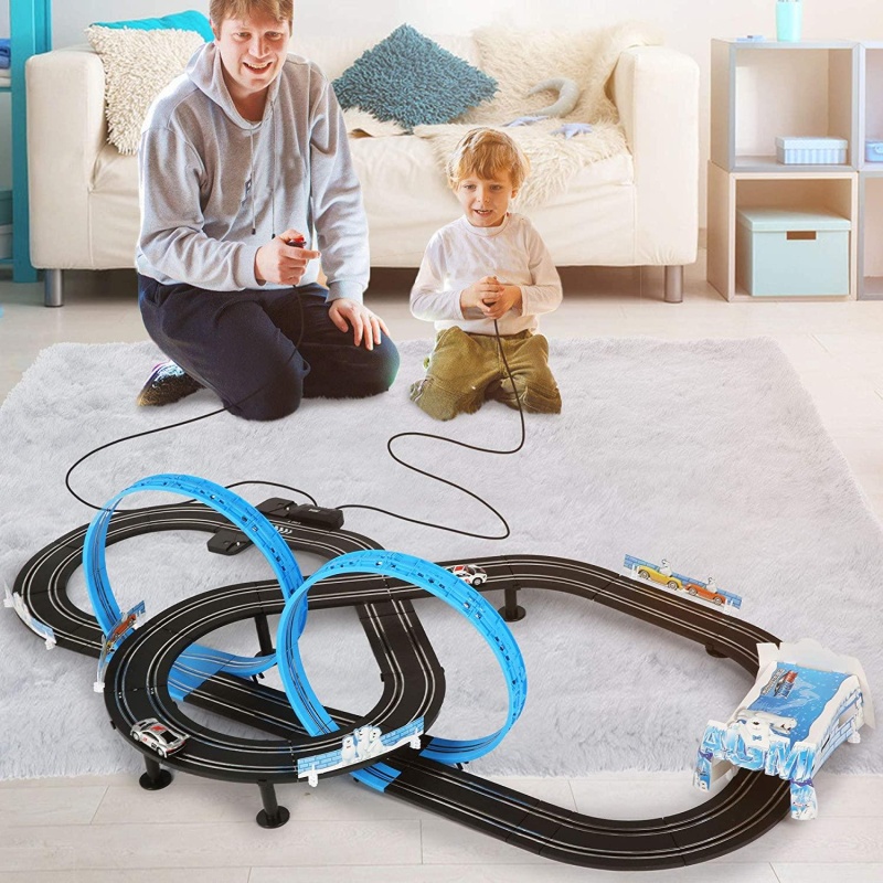 (Out Of Stock) Children’S Electric Racing Track Set, Including 2 Slot Cars 1:64 Scale With Headlights And Dual Racing, Gift Toys For Kids, 20Ft