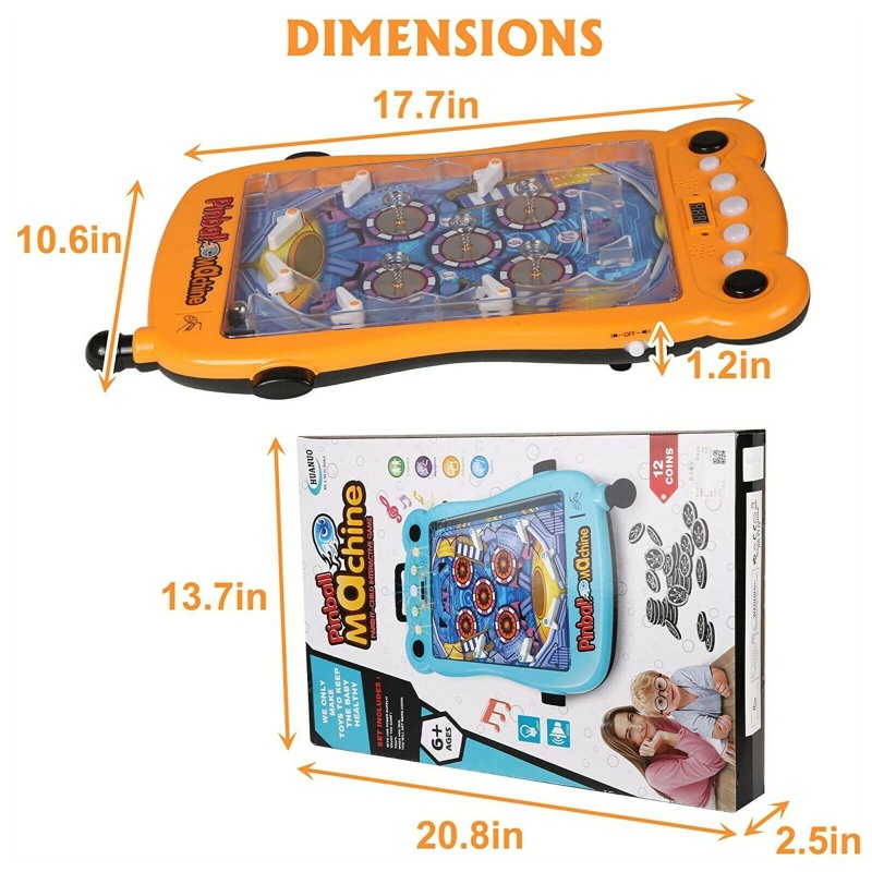 (Out Of Stock) Mini Pinball Machine Portable Tabletop Game Kids Interactive Toys Party, Orange