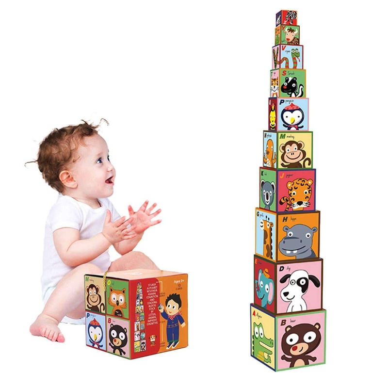 10 Pieces Stacking Cubes Nesting Boxes Educational Toys Alphabet Block For Children Toddlers