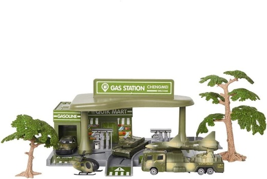 Pretend Toddler's Military Gasoline Station Toy Set With Cars - Bosonshop