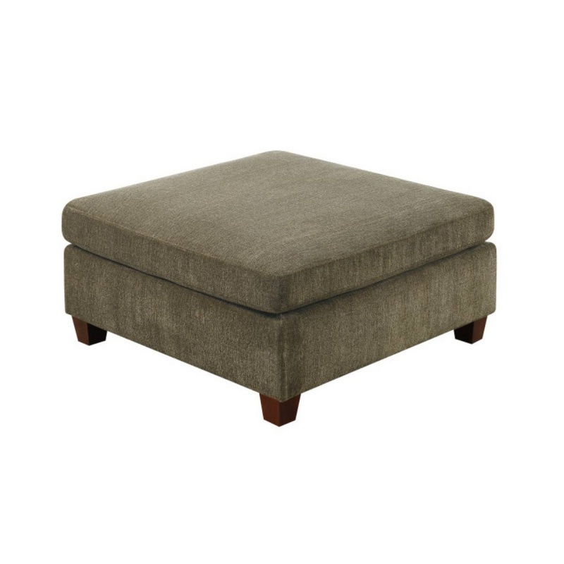 37 Inches Fabric Upholstered Wooden Ottoman, Taupe Brown
