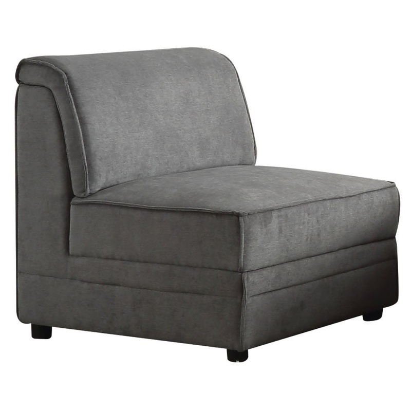 Bois Armless Chair (Reversible), Gray Velvet