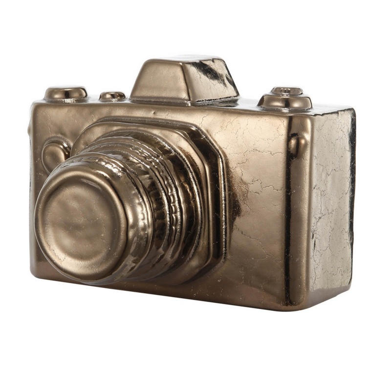 6-Inch Decorative Ceramic Camera Tabletop Accent