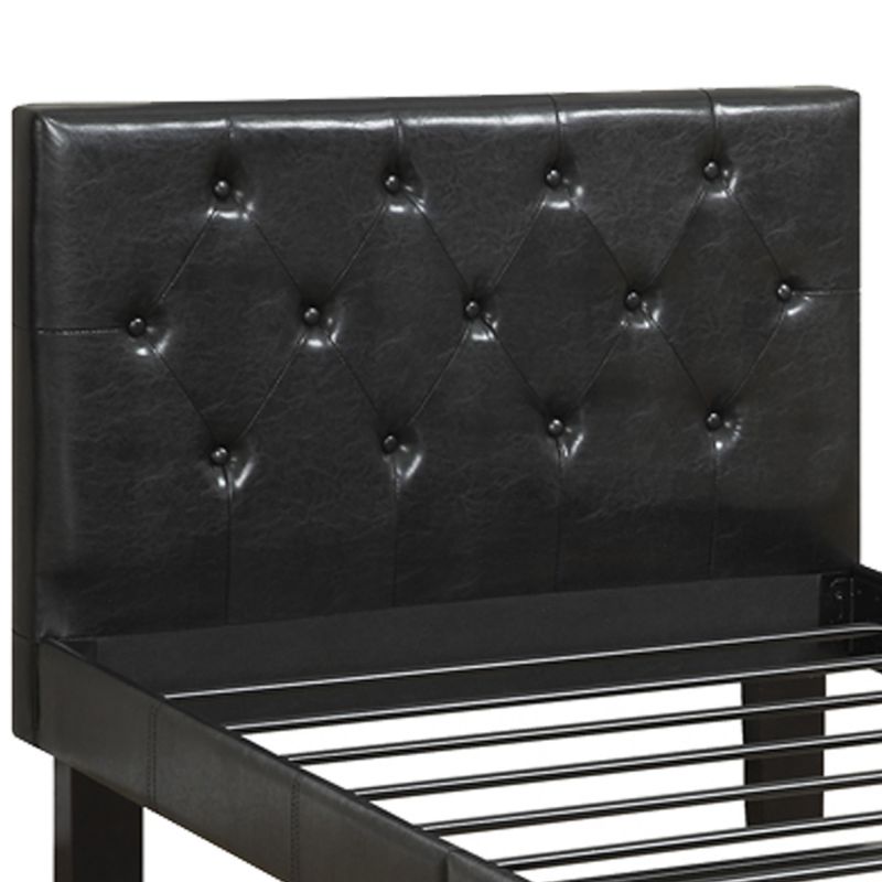 Faux Leather Upholstered Twin Size Bed With Tufted Headboard Black