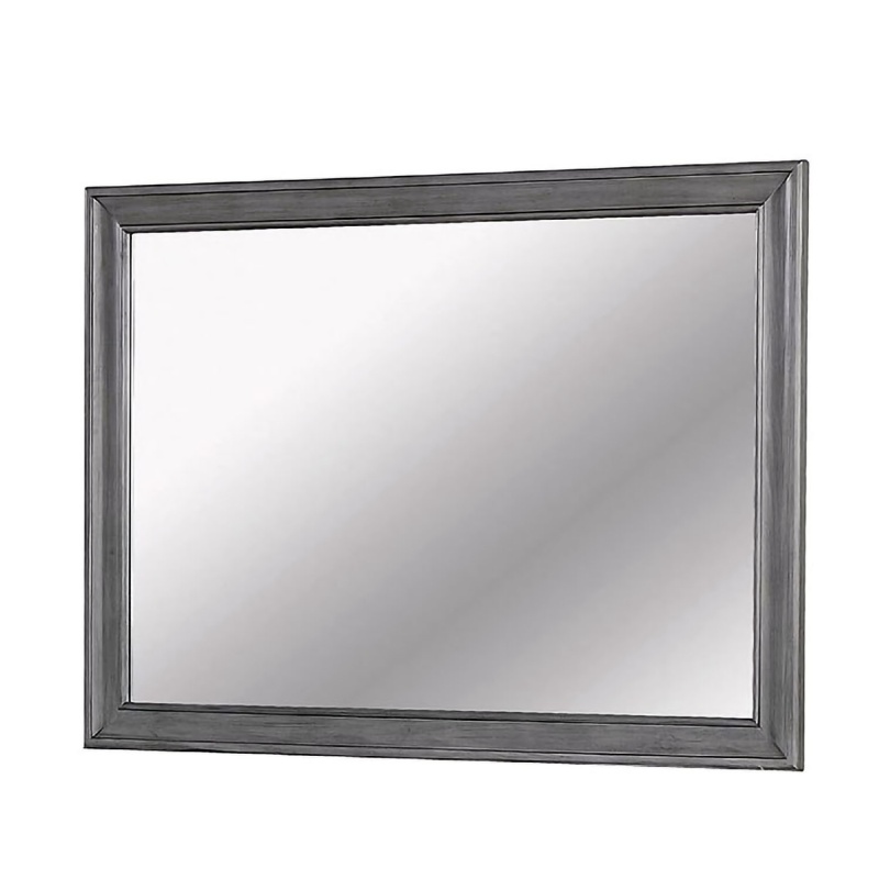 Mirror With Wooden Frame With Molded Trim, Gray