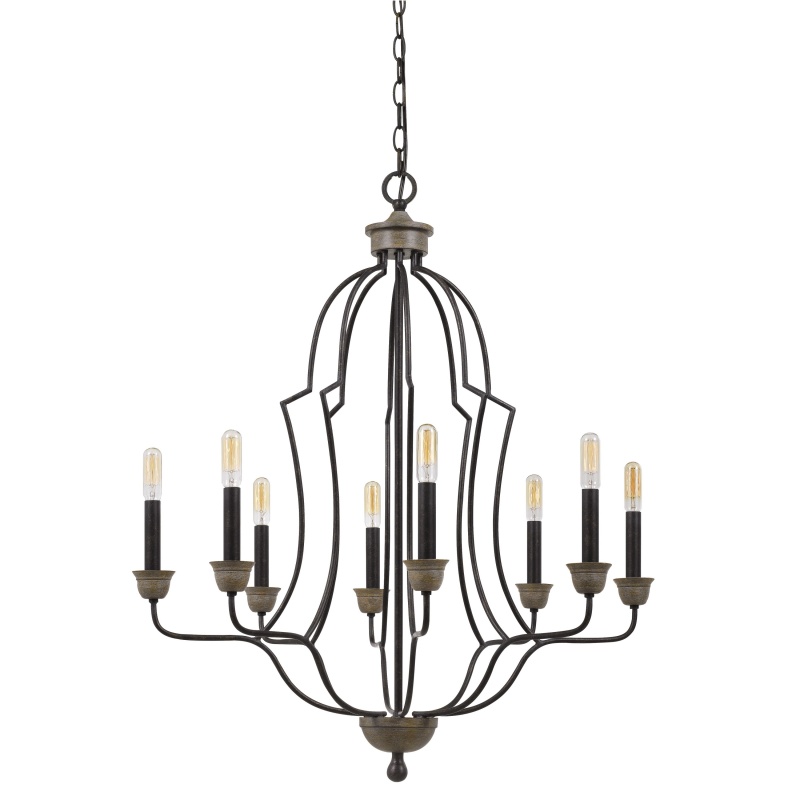 60 X 8 Watt Metal Chandelier With Tubular Frame, Textured Bronze