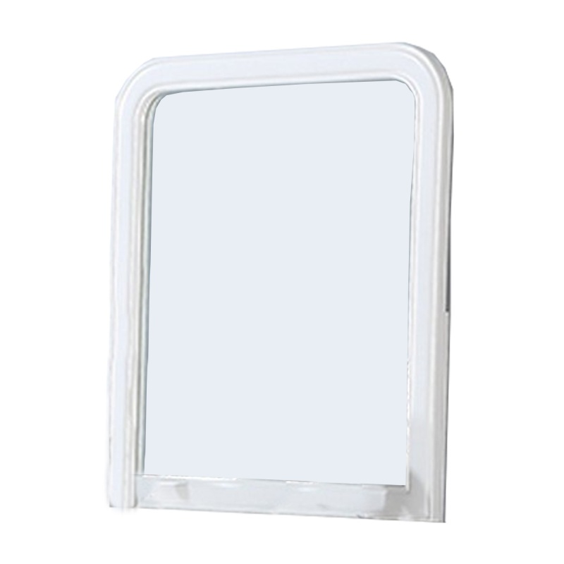 37 Inches Wooden Mirror With Curved Edges, White