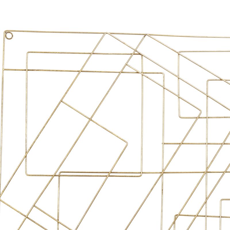 Contemporary Style Square Frame Metal Wall Decor, Gold