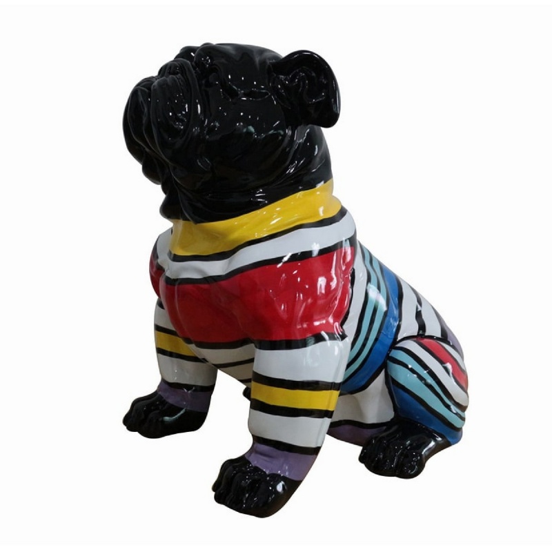 Cid 18 Inch Resin Pug Sculpture Decor, Multicolor Abstract Pattern