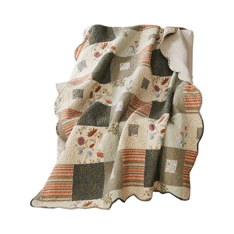 50 X 60 Cotton Quilted Throw Blanket With Fill