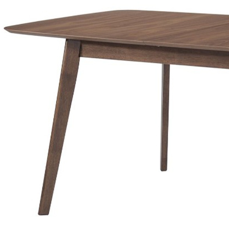 Rectanglular Wooden Dining Table With Round Corners, Walnut Brown