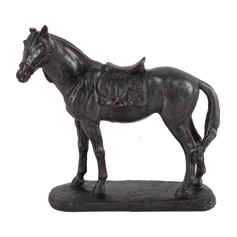 Don 10 Inch Horse Figurine Sculpture, Handmade Table Accent Brown Polyresin