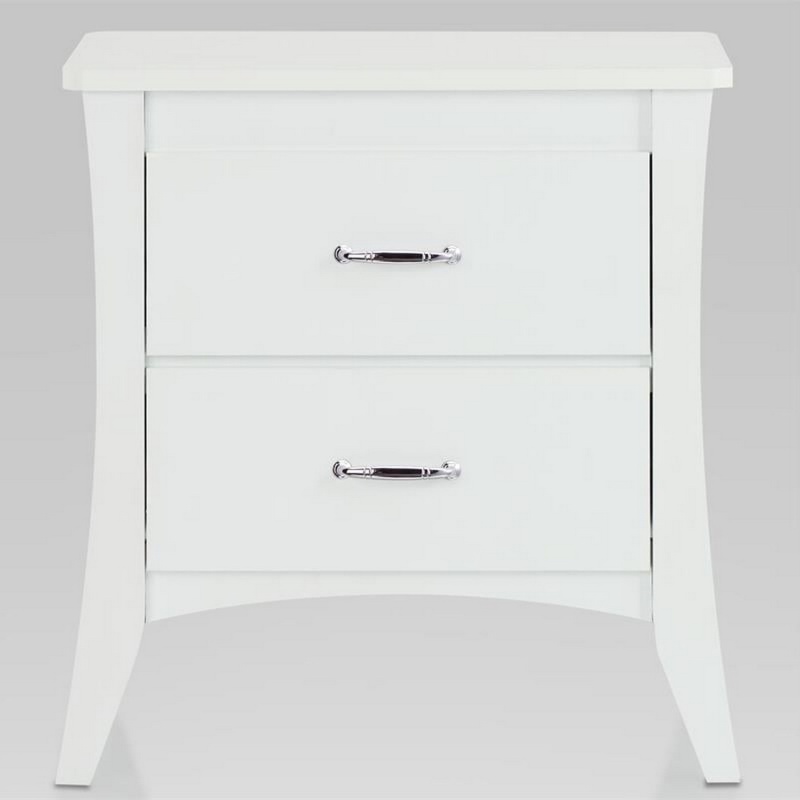 Contemporary Style 2 Drawers Wood Nightstand By Babb, White