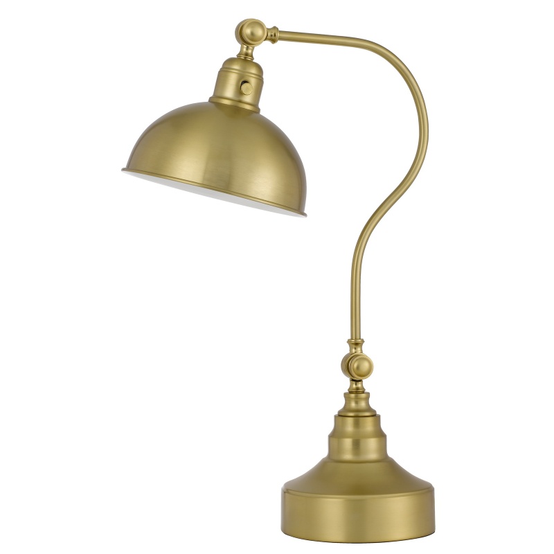 25 Inch Metal Curved Desk Lamp, Brass