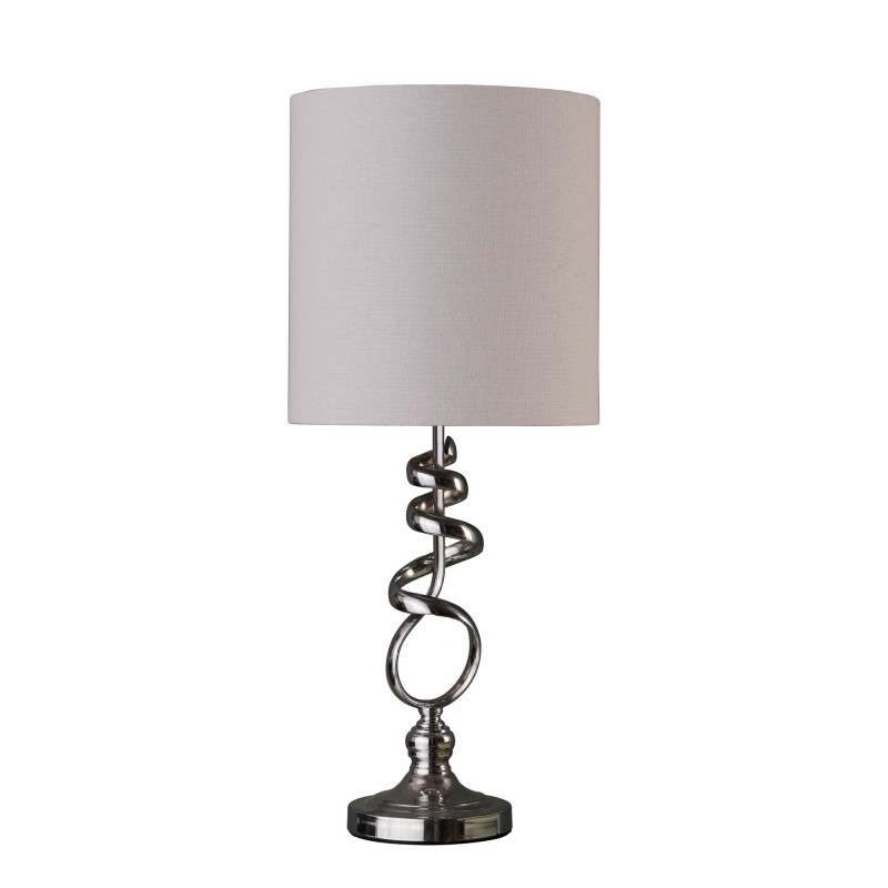 Table Lamp With Curved Abstract Metal Base, Silver