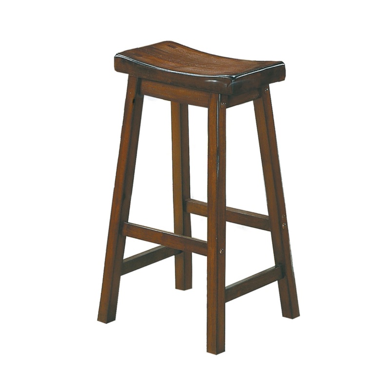 Wooden 29" Counter Height Stool With Saddle Seat, Set of 2