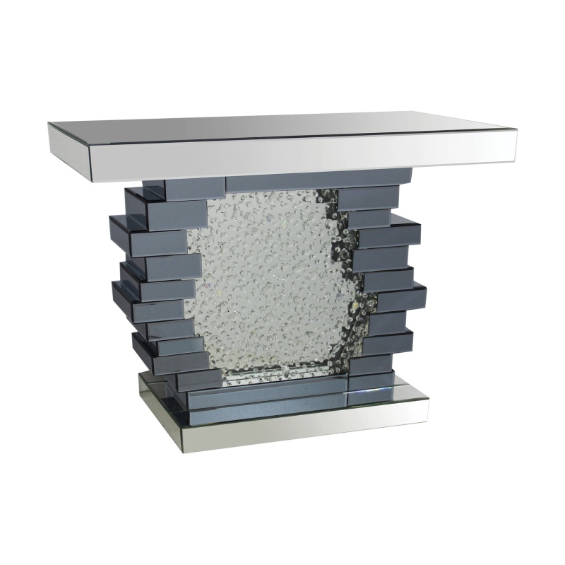 Wood and Mirror Console Table with Studded Faux Crystals