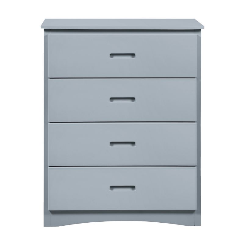 Benjara Gray Wooden Chest with 4 Drawers and Recessed Handles