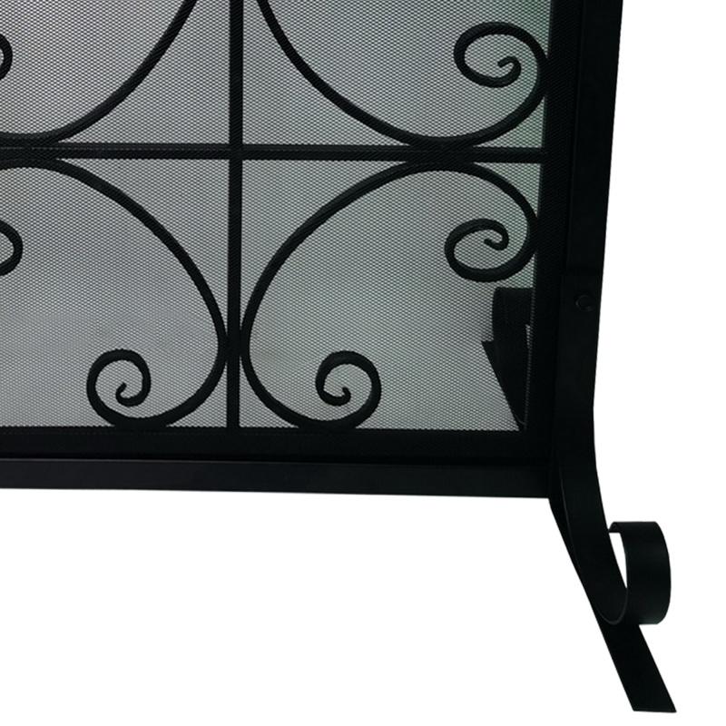 43 Inches 2 Door Iron Fireplace Screen in Black