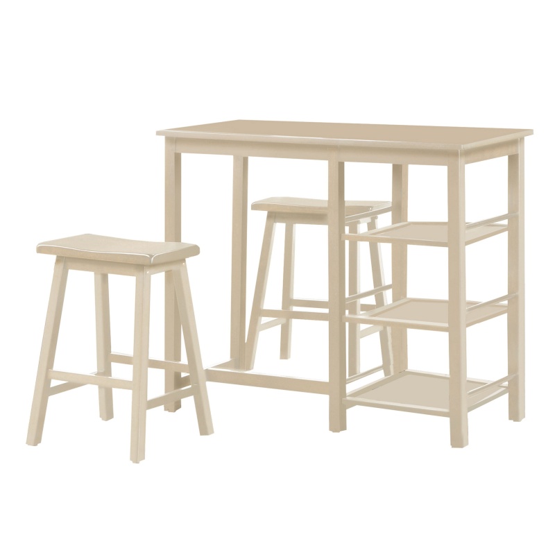 Spacious Counter Height Set, Off White, 3 Piece Pack