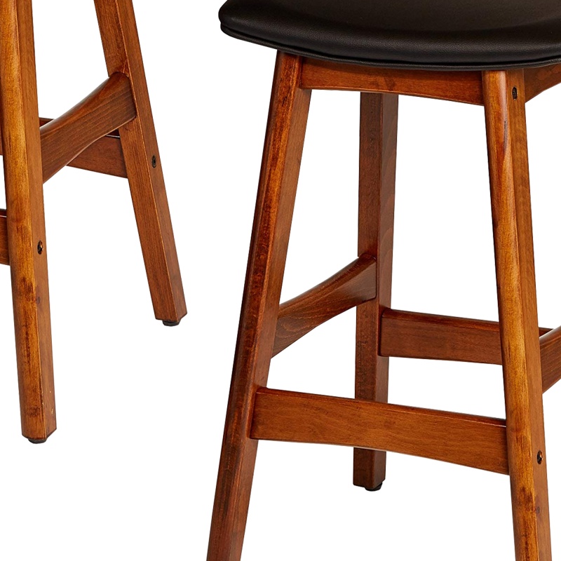 Wooden Counter Height Stool In Black And Brown, Set Of 2