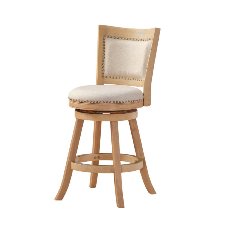 Kia 24 Inch Solid Wood Swivel Counter Stool, Ivory