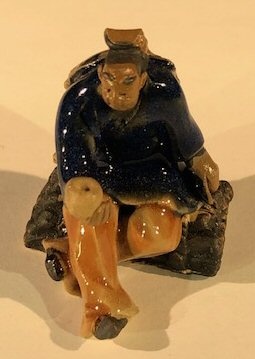 Miniature Ceramic Figurine </I>Man Holding Cup 2"