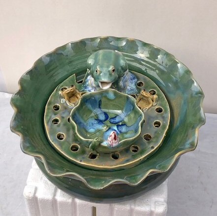 Ceramic Table Top Water Fountain 12.0" X 12.0" X 9.0"