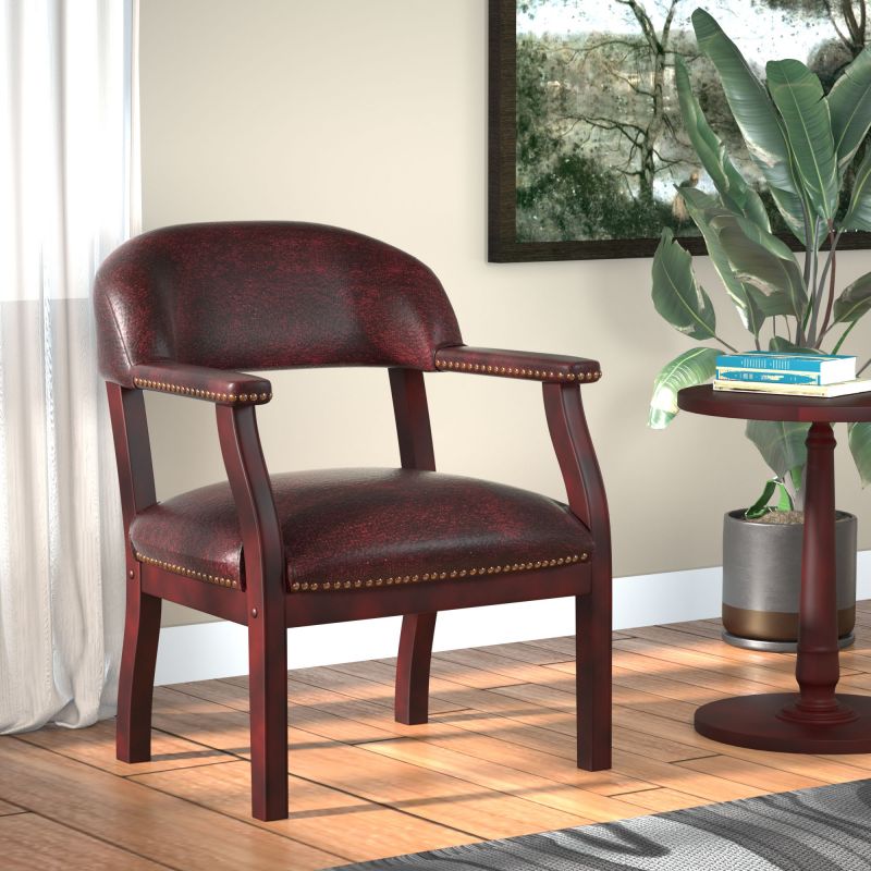 Boss Captain’S Guest, Accent Or Dining Chair In Burgundy Vinyl