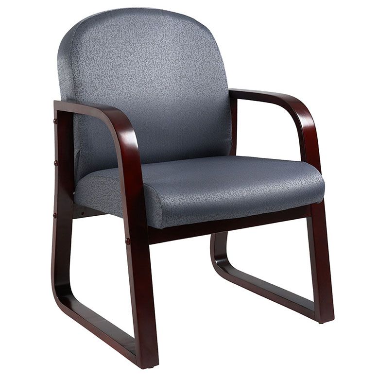 Boss Mahogany Frame Guest, Accent Or Dining Chair In Grey Fabric